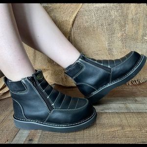 Women’s Leather Zip-Up Work Black Zipper Boots Bota de cierre trabajo mujer 330